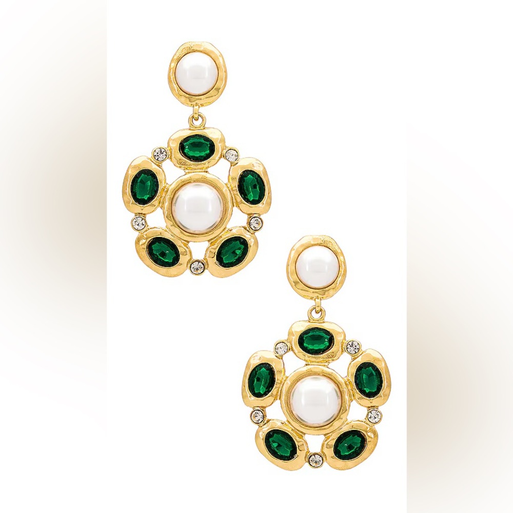 Revolve 8 Other Reasons Pearl And Stone Drop Earrings in Gold